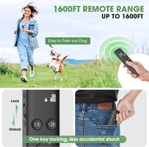 Dog Shock Collar-Electric Dog Training Collar With 1600FT Remote Control With 3 Training Modes