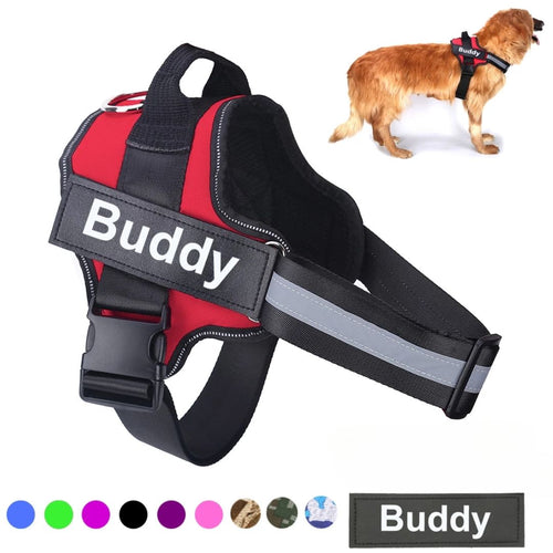 Personalized Dog Harness NO PULL Reflective Breathable Adjustable Pet Harness Vest For Small Large Dog Custom Patch Pet Supplies